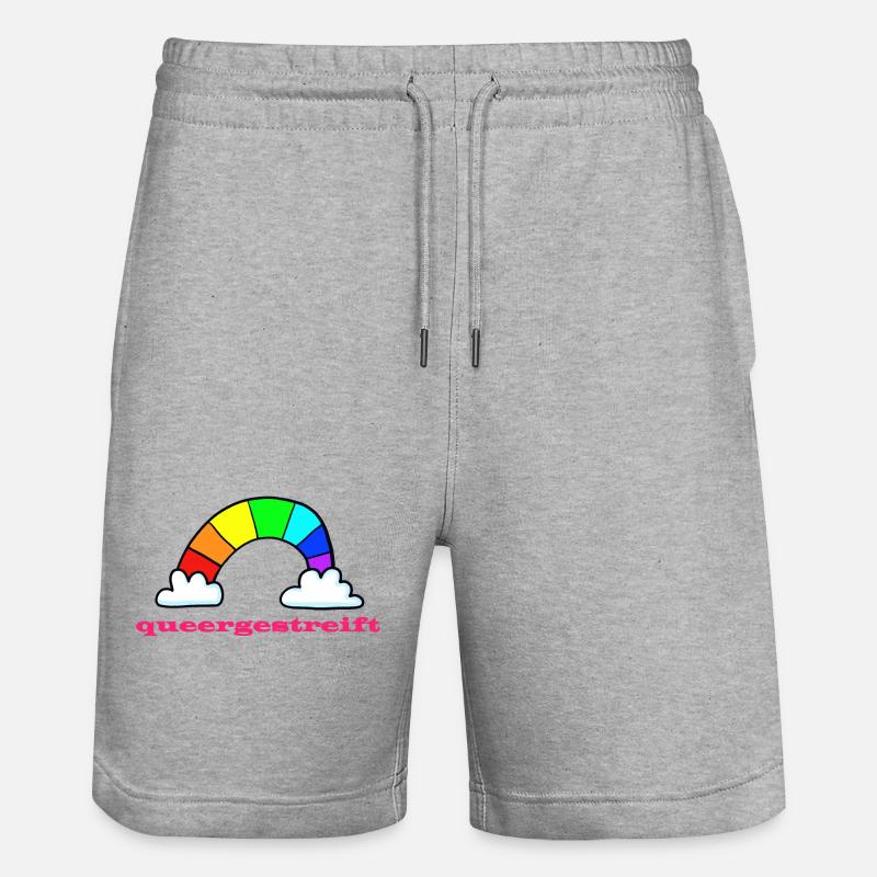 queergestreift - besonderer Regenbogen - Stanley/Stella Unisex Bio Joggingshorts Trainer  - Grau meliert