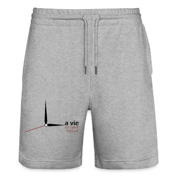 Das Leben ist kurz, lebe es - Stanley/Stella Unisex Bio Joggingshorts Trainer  - Grau meliert - Vorne - Nik (191cm) & Marisol (170cm)