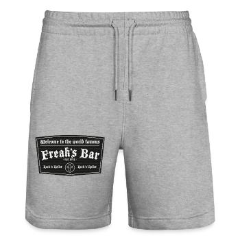 Freak's Bar Black - Stanley/Stella Trainer Unisex Organic Jogging Shorts - heather grey - Front - Nik (191cm) & Marisol (170cm)