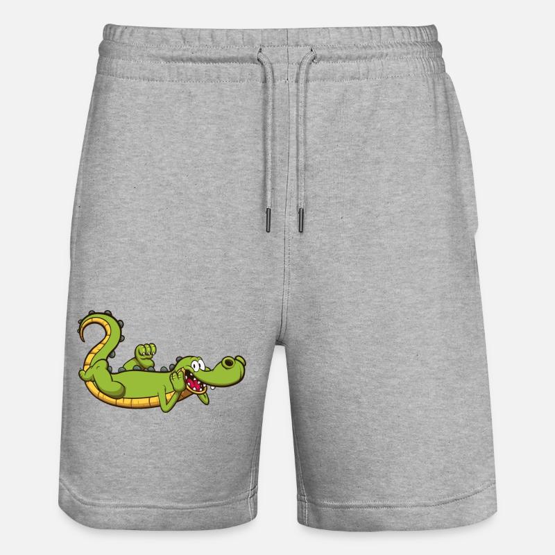 Crocodile de dessin animé - Short de jogging bio TRAINER Stanley/Stella unisexe - gris chiné