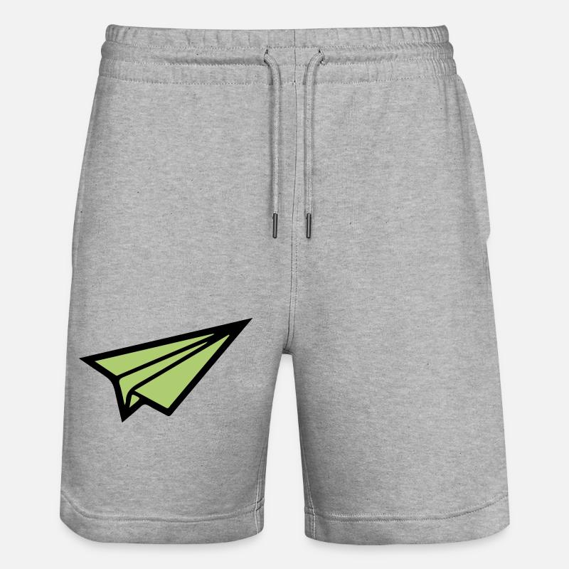 papierflieger 02 - Stanley/Stella Unisex Bio Joggingshorts Trainer - Grau meliert