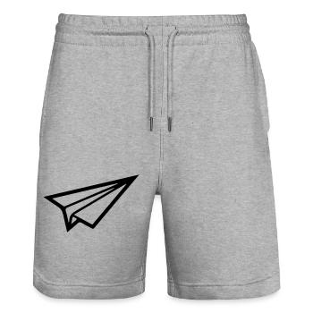 Avion en papier 01 - Short de jogging bio TRAINER Stanley/Stella unisexe - gris chiné - Devant - Nik (191cm) & Marisol (170cm)
