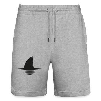 SILHOUETTE OF SHARK FIN SWIMMING - Stanley/Stella Unisex Bio Joggingshorts Trainer  - Grau meliert - Vorne - Nik (191cm) & Marisol (170cm)