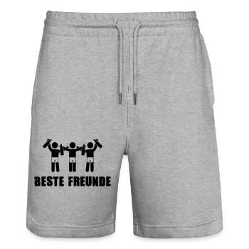 beste freunde saufen - Stanley/Stella Unisex Bio Joggingshorts Trainer  - Grau meliert - Vorne - Nik (191cm) & Marisol (170cm)