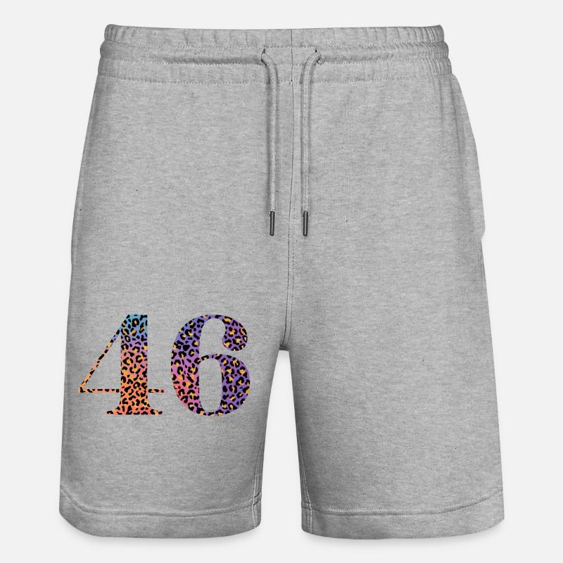 46th Birthday Leopard - Stanley/Stella Trainer Unisex Organic Jogging Shorts - heather grey