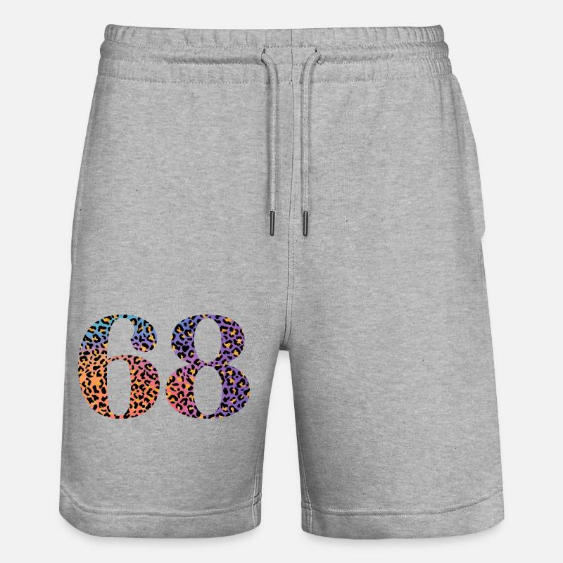 68th Birthday Leopard - Stanley/Stella Trainer Unisex Organic Jogging Shorts - heather grey