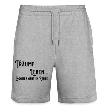 Träume Leben, Boomer geht in Rente - Stanley/Stella Unisex Bio Joggingshorts Trainer  - Grau meliert - Vorne - Nik (191cm) & Marisol (170cm)