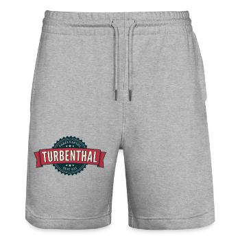 Fabelhaftes Turbenthal auf hellem Untergrund - Stanley/Stella Unisex Bio Joggingshorts Trainer  - Grau meliert - Vorne - Nik (191cm) & Marisol (170cm)