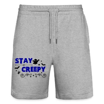 stay creepy 02 - Stanley/Stella Unisex Bio Joggingshorts Trainer  - Grau meliert - Vorne - Nik (191cm) & Marisol (170cm)