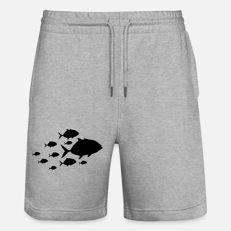 Silhouette de poisson piranha - Short de jogging bio TRAINER Stanley/Stella unisexe - gris chiné