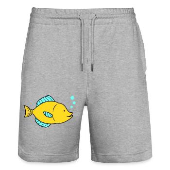 Bande dessinée de poisson - Short de jogging bio TRAINER Stanley/Stella unisexe - gris chiné - Devant - Nik (191cm) & Marisol (170cm)
