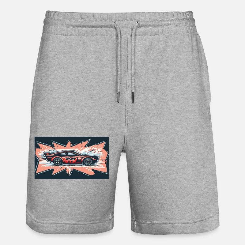 Comic Racecar - Stanley/Stella Unisex Bio Joggingshorts Trainer  - Grau meliert