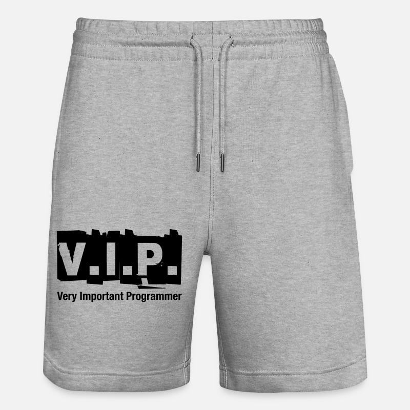 V.I.P. Very Important Programmer - Stanley/Stella Trainer Unisex Organic Jogging Shorts - heather grey