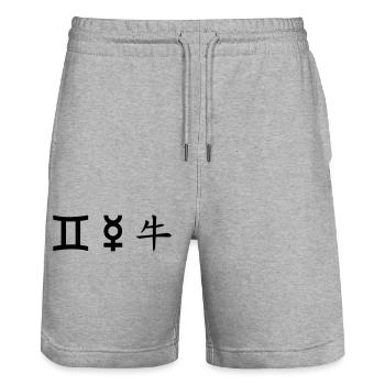 Gémeaux Gémeaux Mercure Buffle - Short de jogging bio TRAINER Stanley/Stella unisexe - gris chiné - Devant - Nik (191cm) & Marisol (170cm)