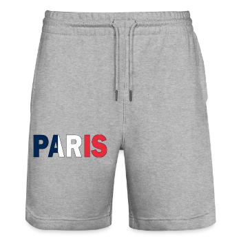 Paris aux couleurs nationales - Short de jogging bio TRAINER Stanley/Stella unisexe - gris chiné - Devant - Nik (191cm) & Marisol (170cm)