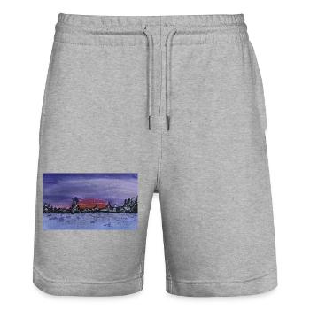 Lila Winter - Stanley/Stella Unisex Bio Joggingshorts Trainer  - Grau meliert - Vorne - Nik (191cm) & Marisol (170cm)