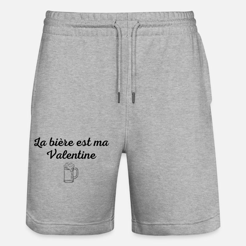 La bière est ma Valentine - Short de jogging bio TRAINER Stanley/Stella unisexe - gris chiné
