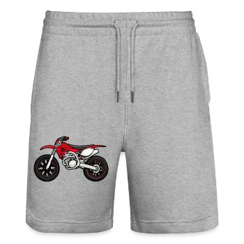 Red Motocross Motorcycle - Stanley/Stella Trainer Unisex Organic Jogging Shorts - heather grey - Front - Nik (191cm) & Marisol (170cm)