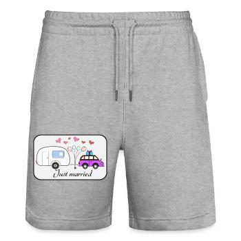 Just married - Stanley/Stella Unisex Bio Joggingshorts Trainer  - Grau meliert - Vorne - Nik (191cm) & Marisol (170cm)