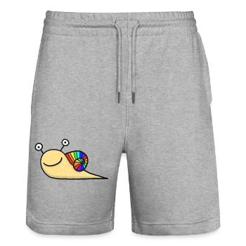 Regenbogenschnecke - Stanley/Stella Unisex Bio Joggingshorts Trainer  - Grau meliert - Vorne - Nik (191cm) & Marisol (170cm)