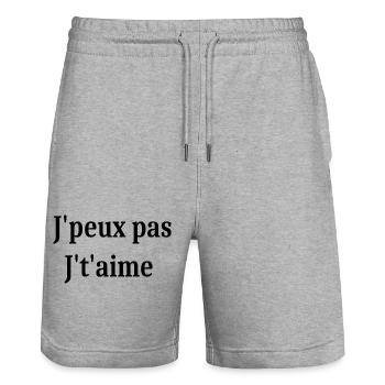 J'peux pas j't'aime St.Valentin - Short de jogging bio TRAINER Stanley/Stella unisexe - gris chiné - Devant - Nik (191cm) & Marisol (170cm)
