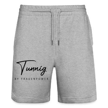 Tuning par Girl Power - Short de jogging bio TRAINER Stanley/Stella unisexe - gris chiné - Devant - Nik (191cm) & Marisol (170cm)