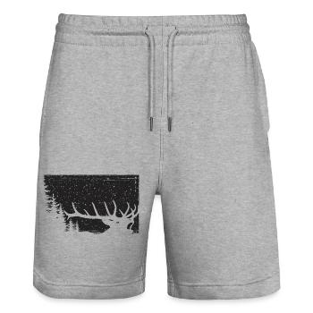 Deer - Stanley/Stella Trainer Unisex Organic Jogging Shorts - heather grey - Front - Nik (191cm) & Marisol (170cm)