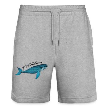 Küstendeern Wal - Stanley/Stella Unisex Bio Joggingshorts Trainer  - Grau meliert - Vorne - Nik (191cm) & Marisol (170cm)