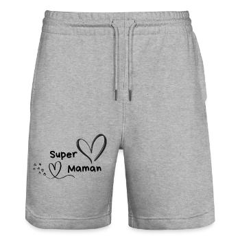 Excellent cadeau pour la fête des mères - Short de jogging bio TRAINER Stanley/Stella unisexe - gris chiné - Devant - Nik (191cm) & Marisol (170cm)