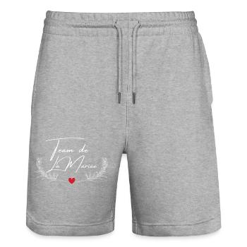 Team de La mariée -tshirt assorti - Short de jogging bio TRAINER Stanley/Stella unisexe - gris chiné - Devant - Nik (191cm) & Marisol (170cm)