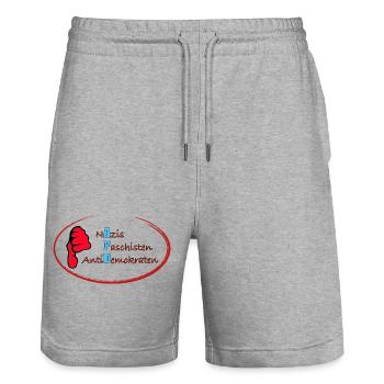 AfD Daumen runter - Stanley/Stella Unisex Bio Joggingshorts Trainer  - Grau meliert - Vorne - Nik (191cm) & Marisol (170cm)
