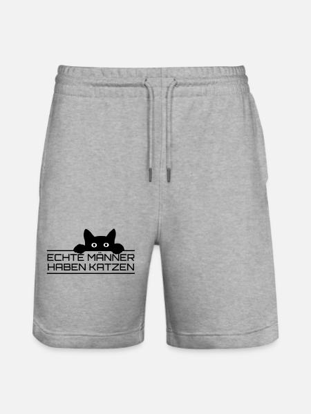 Echte Männer Katzen - Stanley/Stella Unisex Bio Joggingshorts Trainer  - Grau meliert