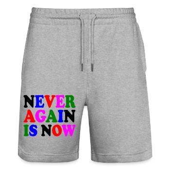 Never again is now - Short de jogging bio TRAINER Stanley/Stella unisexe - gris chiné - Devant - Nik (191cm) & Marisol (170cm)