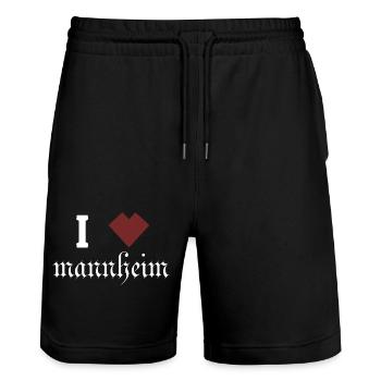 Mannheim Monnem Mannheimat - Short de jogging bio TRAINER Stanley/Stella unisexe - noir - Devant - Nik (191cm) & Marisol (170cm)