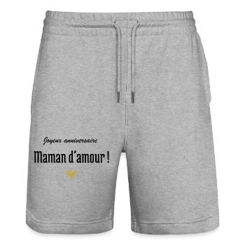 Alles Gute zum Geburtstag Liebe Mama - Stanley/Stella Unisex Bio Joggingshorts Trainer  - Grau meliert - Vorne - Nik (191cm) & Marisol (170cm)
