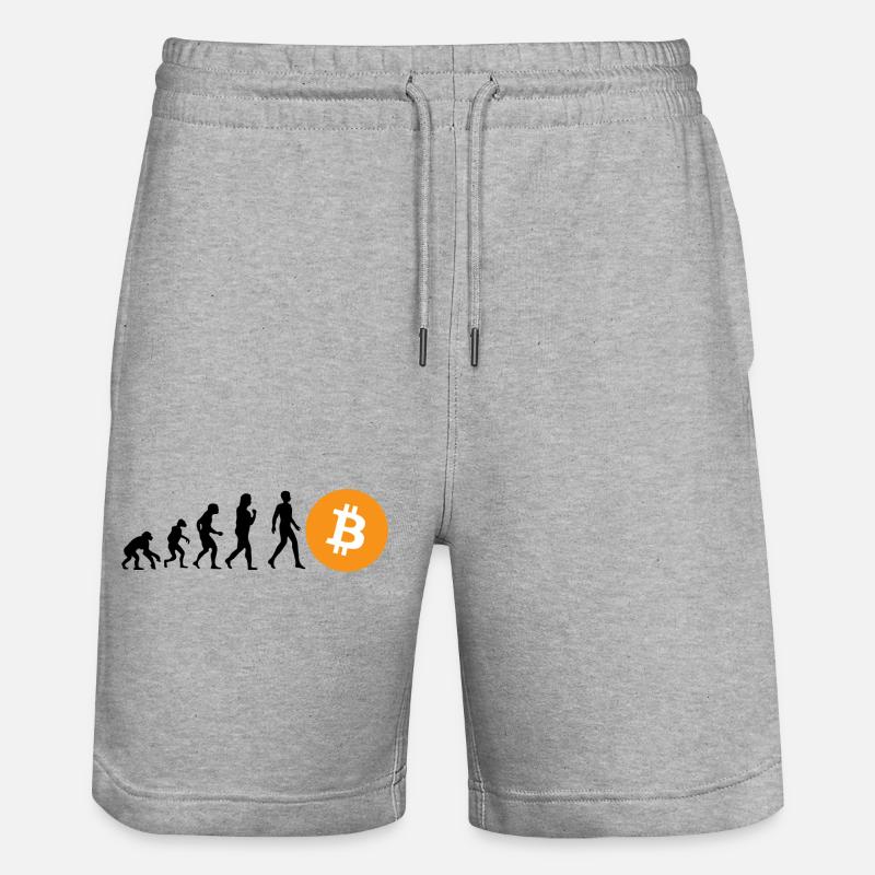 Krypto Evolution of BTC Bitcoin - Stanley/Stella Unisex Bio Joggingshorts Trainer  - Grau meliert