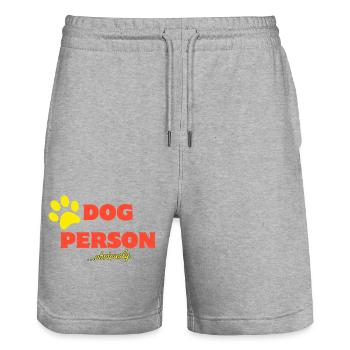 Dog Person - Stanley/Stella Trainer Unisex Organic Jogging Shorts - heather grey - Front - Nik (191cm) & Marisol (170cm)