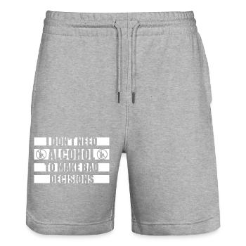 I Don't Need Alcohol To Make Bad Decisions Spruch - Stanley/Stella Trainer Unisex Organic Jogging Shorts - heather grey - Front - Nik (191cm) & Marisol (170cm)