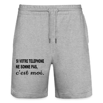 Wenn dein Telefon nicht klingelt, bin ich es. - Stanley/Stella Unisex Bio Joggingshorts Trainer  - Grau meliert - Vorne - Nik (191cm) & Marisol (170cm)