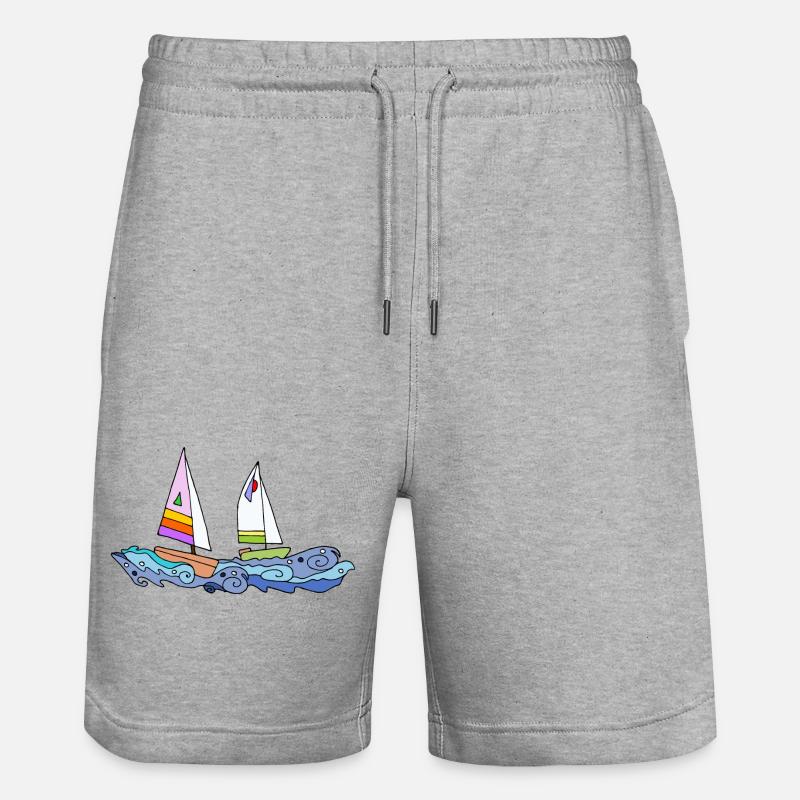 Segelboote - Stanley/Stella Unisex Bio Joggingshorts Trainer  - Grau meliert