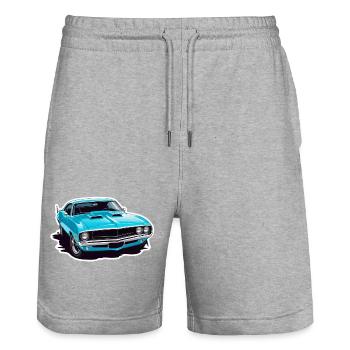voiture vintage couché de soleil - Short de jogging bio TRAINER Stanley/Stella unisexe - gris chiné - Devant - Nik (191cm) & Marisol (170cm)