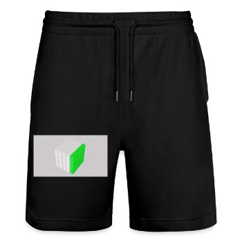 Cube de fendage vert - Short de jogging bio TRAINER Stanley/Stella unisexe - noir - Devant - Nik (191cm) & Marisol (170cm)