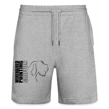 Wirehaired Pointing Griffon Profile Dogs Hunting Dog - Stanley/Stella Trainer Unisex Organic Jogging Shorts - heather grey - Front - Nik (191cm) & Marisol (170cm)