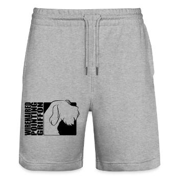 Wirehaired Pointing Griffon Profile Dogs Hunting Dog - Stanley/Stella Trainer Unisex Organic Jogging Shorts - heather grey - Front - Nik (191cm) & Marisol (170cm)