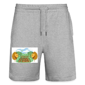 Jardin, Abeilles, Miel, Insectes, Insectes, Apiculteur - Short de jogging bio TRAINER Stanley/Stella unisexe - gris chiné - Devant - Nik (191cm) & Marisol (170cm)