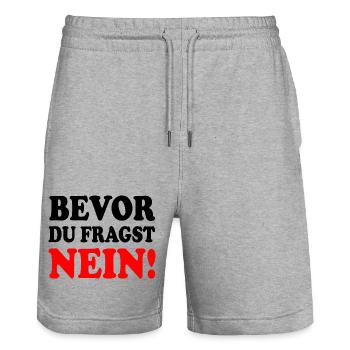Bevor du fragst nein - Stanley/Stella Unisex Bio Joggingshorts Trainer  - Grau meliert - Vorne - Nik (191cm) & Marisol (170cm)