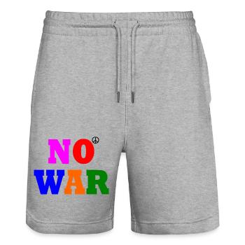 No war - Short de jogging bio TRAINER Stanley/Stella unisexe - gris chiné - Devant - Nik (191cm) & Marisol (170cm)
