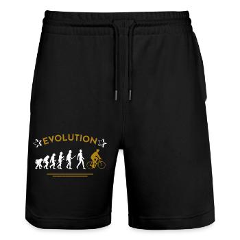 Evolution Bike Fahrrad Geschenk - Stanley/Stella Unisex Bio Joggingshorts Trainer  - Schwarz - Vorne - Nik (191cm) & Marisol (170cm)