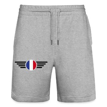 France Style T-Shirt - Stanley/Stella Trainer Unisex Organic Jogging Shorts - heather grey - Front - Nik (191cm) & Marisol (170cm)