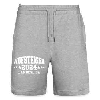 Aufsteiger 2024 Landesliga Aufstieg Fußball - Stanley/Stella Unisex Bio Joggingshorts Trainer  - Grau meliert - Vorne - Nik (191cm) & Marisol (170cm)